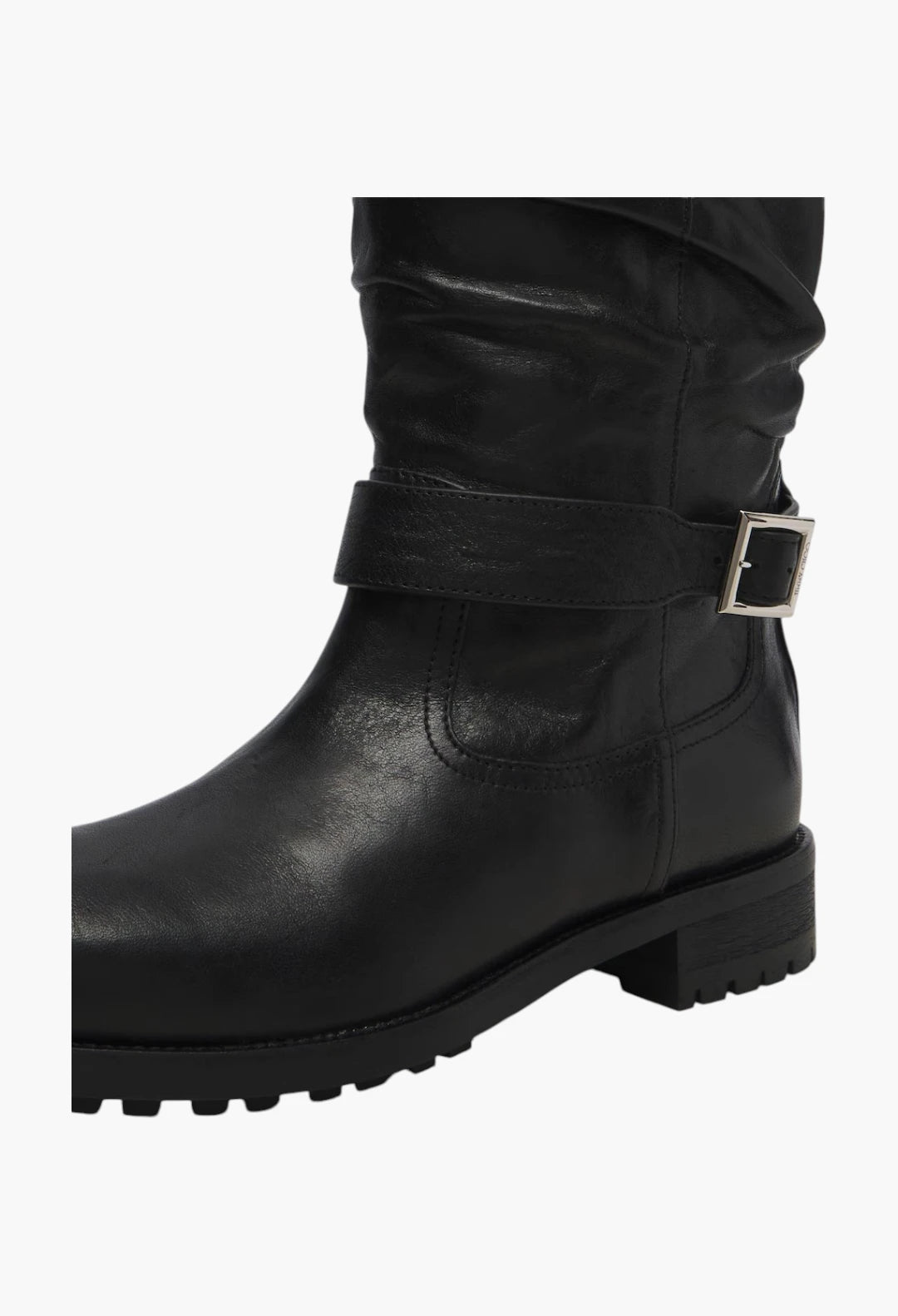 Biker leather knee-high boots