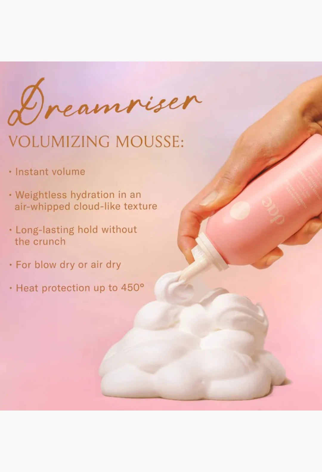 Dreamriser Volumizing + Hydrating Hair Mousse with Heat Protection