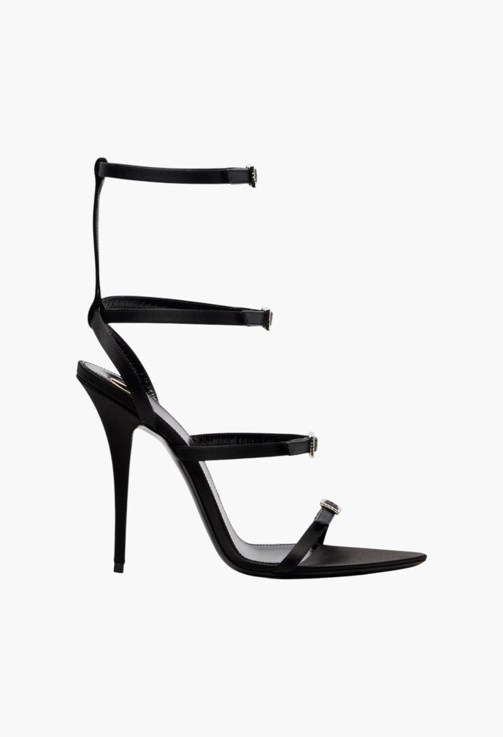 Nuit 110 leather-trimmed satin sandals - GLAM MODA