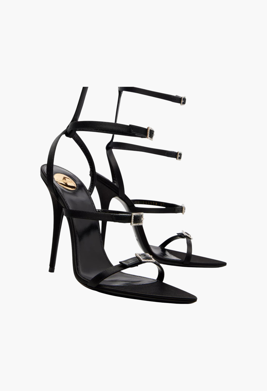 Nuit 110 leather-trimmed satin sandals - GLAM MODA
