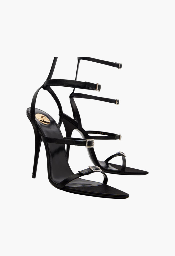 Nuit 110 leather-trimmed satin sandals - GLAM MODA