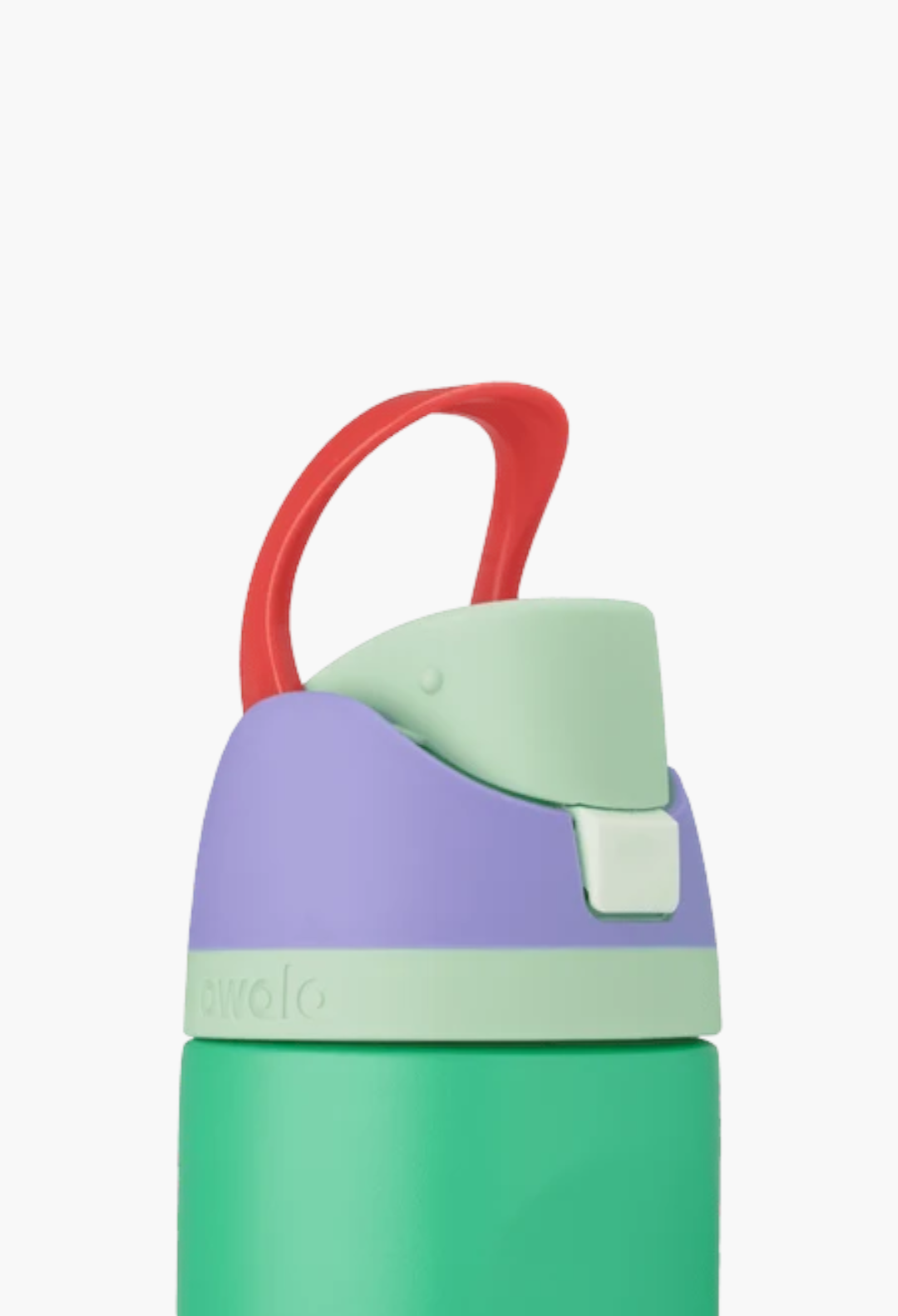 GLAM MODA Disney Princess FreeSip insulated stainless steel water bottle with a green, purple, and red lid