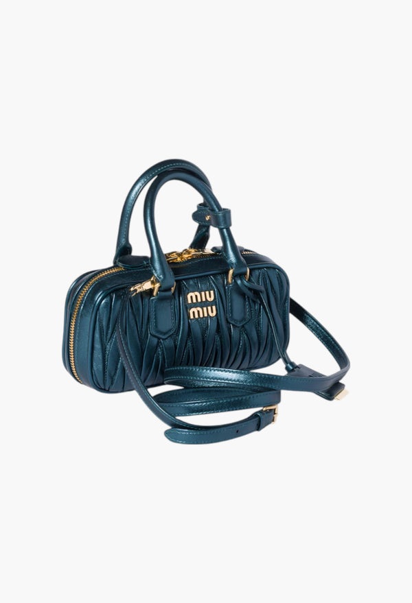 Ocean Blue/Mordoré - Arcadie Matelassé Nappa Leather Mini-Bag