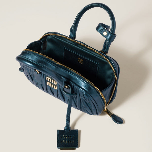 Ocean Blue/Mordoré - Arcadie Matelassé Nappa Leather Mini-Bag