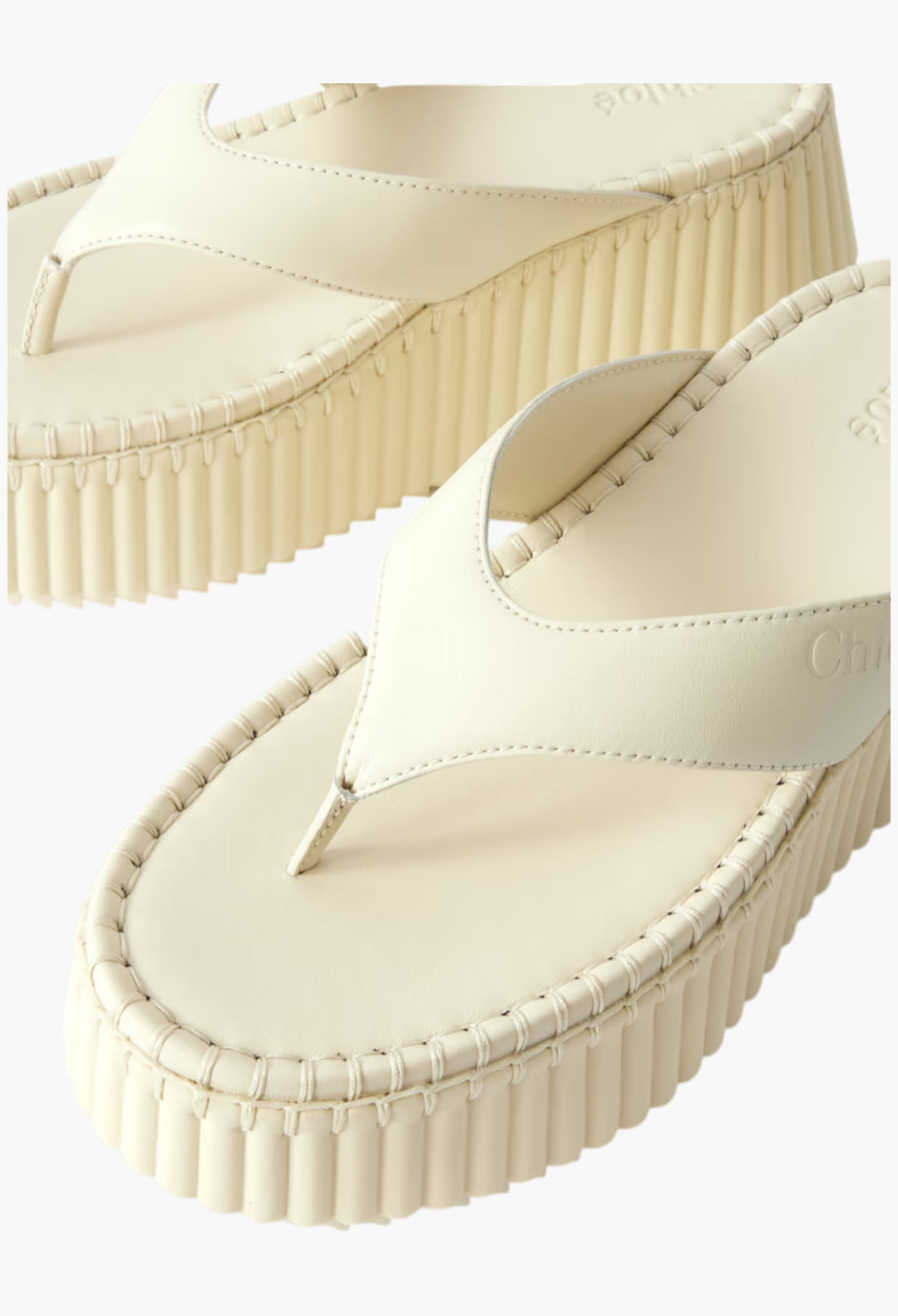 Off-White - Nama Leather Platform Flip Flops - GLAM MODA