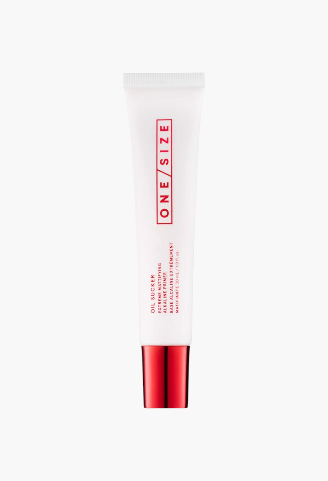 GLAM MODA Extreme Mattifying Alkaline Primer in a white squeeze tube with red text and a metallic red cap.