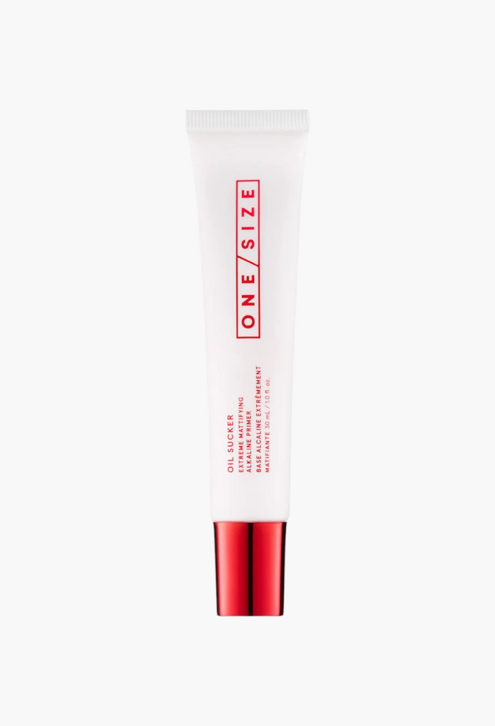 GLAM MODA Extreme Mattifying Alkaline Primer in a white squeeze tube with red text and a metallic red cap.