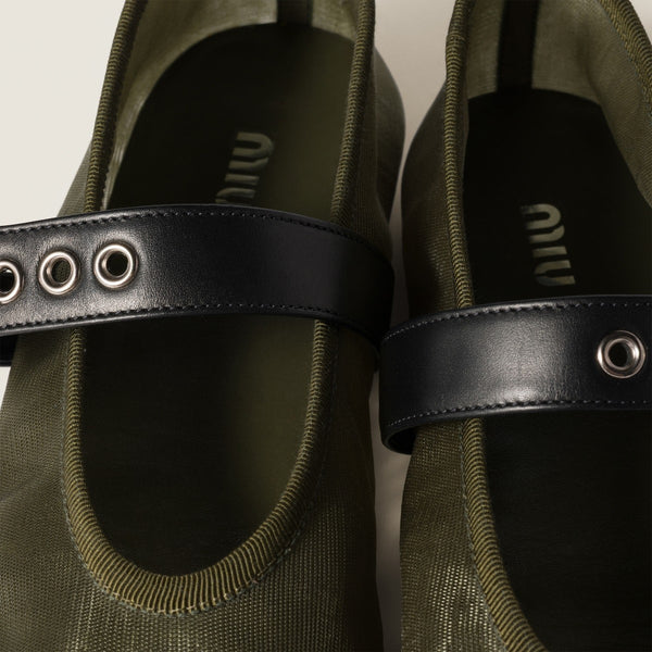 Olive Green - Mesh Fabric Ballerinas