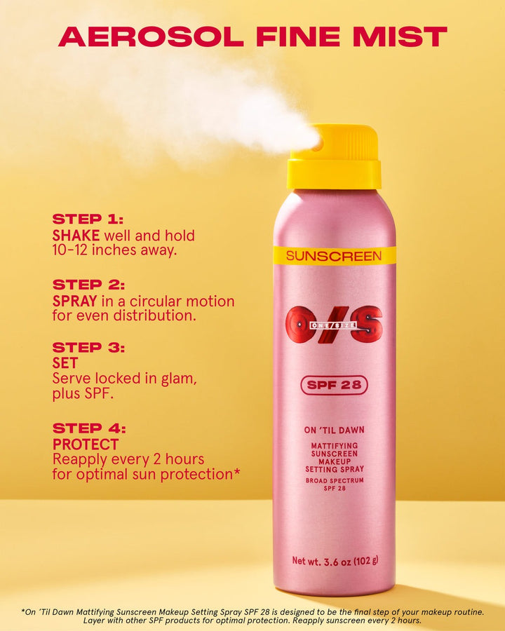 On ‘Til Dawn Mattifying Sunscreen Makeup Setting Spray SPF 28 Travel-Sized - GLAM MODA