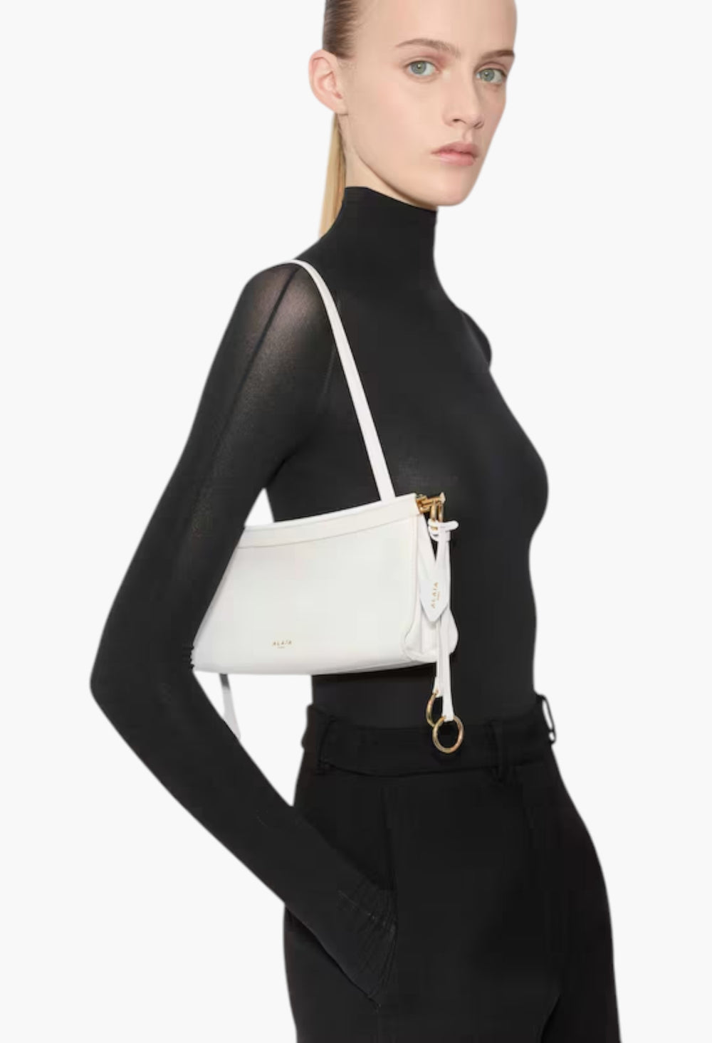 Optic White - Le Click East West Small Bag In Leather - GLAM MODA