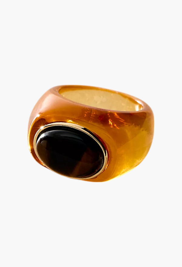 Orange / Tigers Eye- Studio Resin Ring