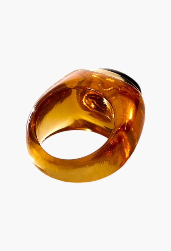 Orange / Tigers Eye- Studio Resin Ring