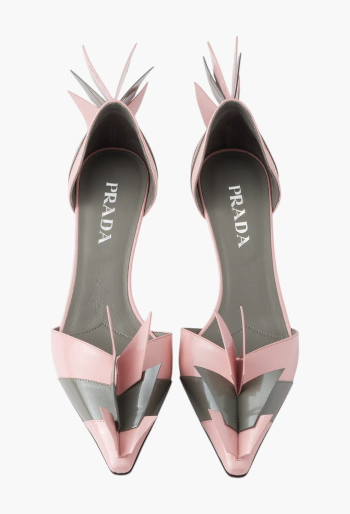 Orchid/Steel - Two-tone patent leather D'Orsay pumps - GLAM MODA