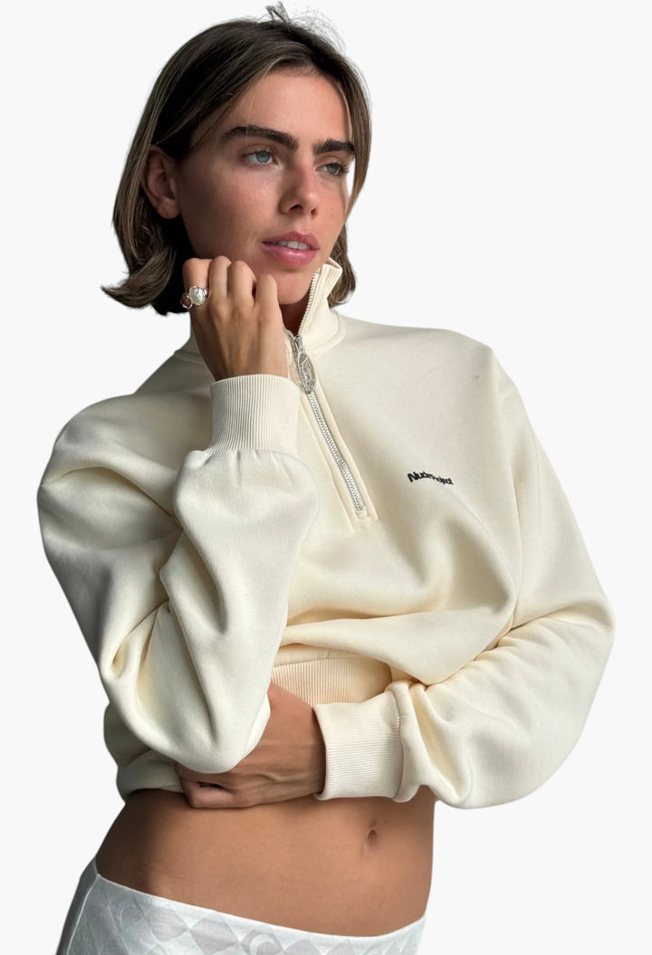 Origins Quarter-Zip Marshmallow - GLAM MODA