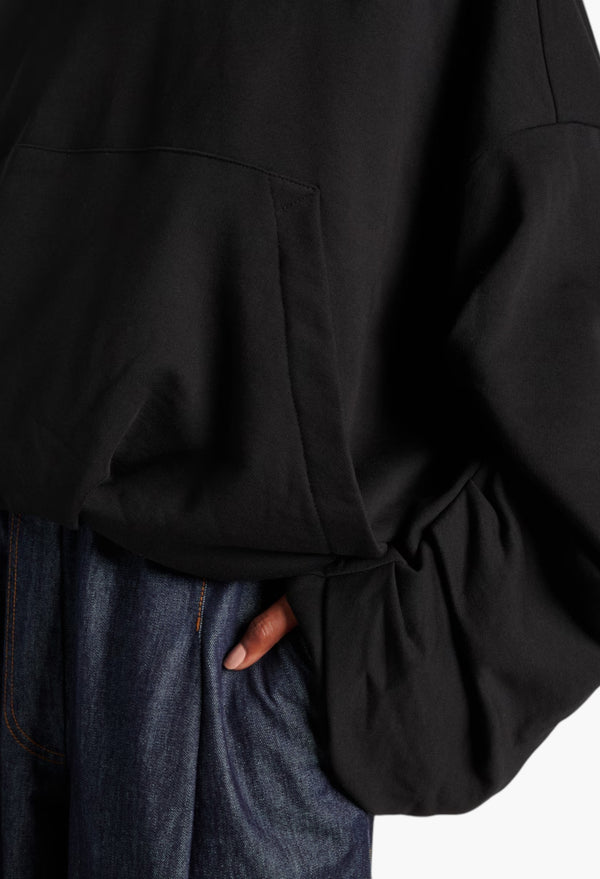 Oversized Draped Cotton Jersey Hoodie