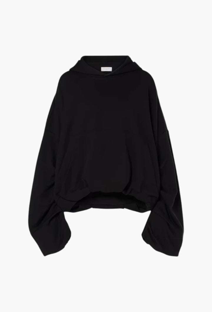 Oversized Draped Cotton Jersey Hoodie - GLAM MODA