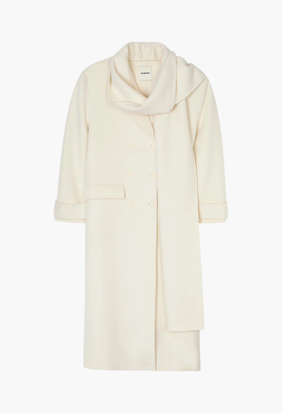 Oversized Wool Coat With Removable Scarf - GLAM MODA