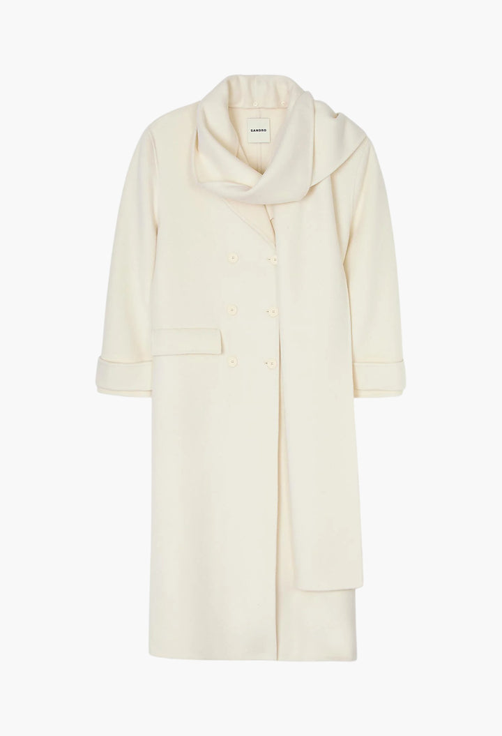 Oversized Wool Coat With Removable Scarf - GLAM MODA