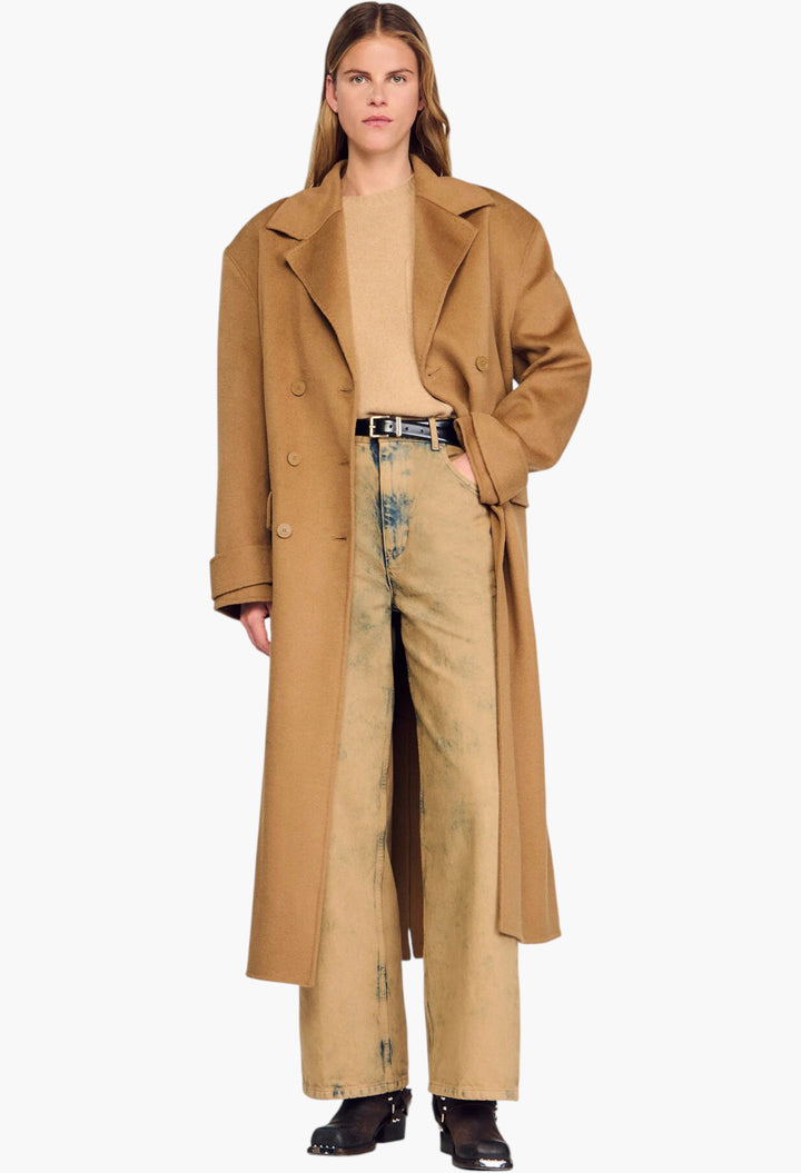 Oversized Wool Coat With Removable Scarf - GLAM MODA