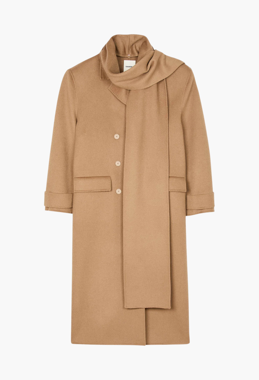 Oversized Wool Coat With Removable Scarf - GLAM MODA