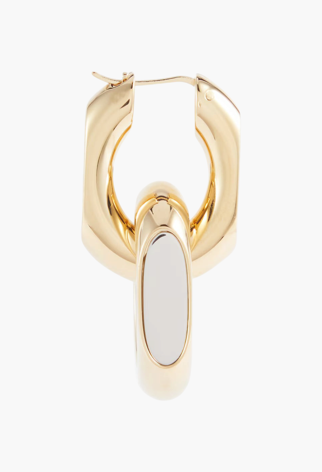 GLAM MODA Saint Laurent Cassandre gold brass hoop earrings with a polished finish and secure pin fastening.