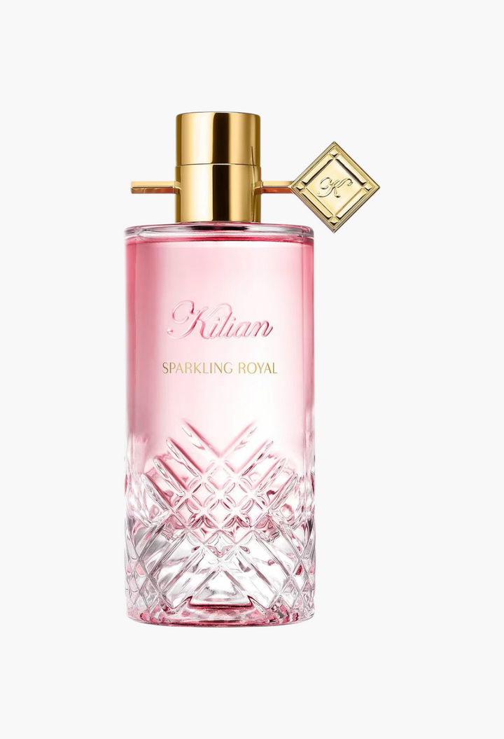 GLAM MODA Sparkling Royal Eau De Parfum in a pink glass bottle with gold cap and diamond-shaped logo charm.