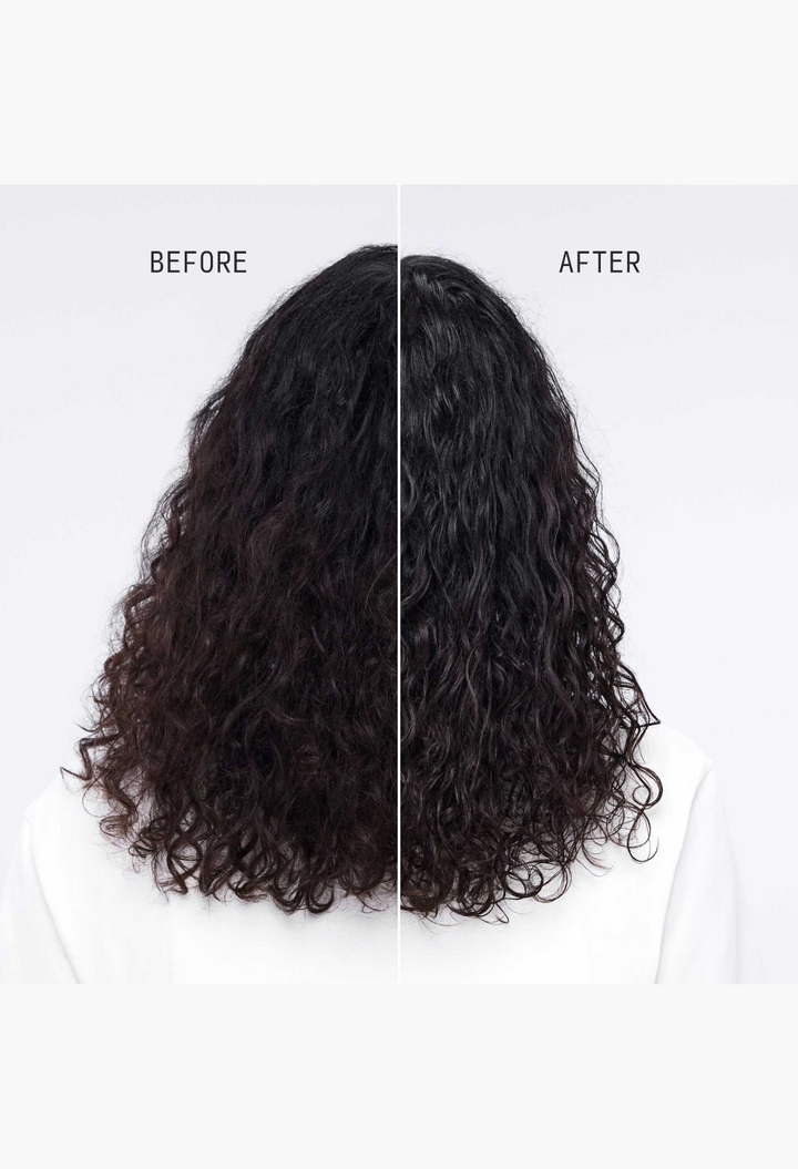 GLAM MODA Hydrating Conditioner showing a split-screen comparison of dry, frizzy hair versus hydrated, smooth hair.