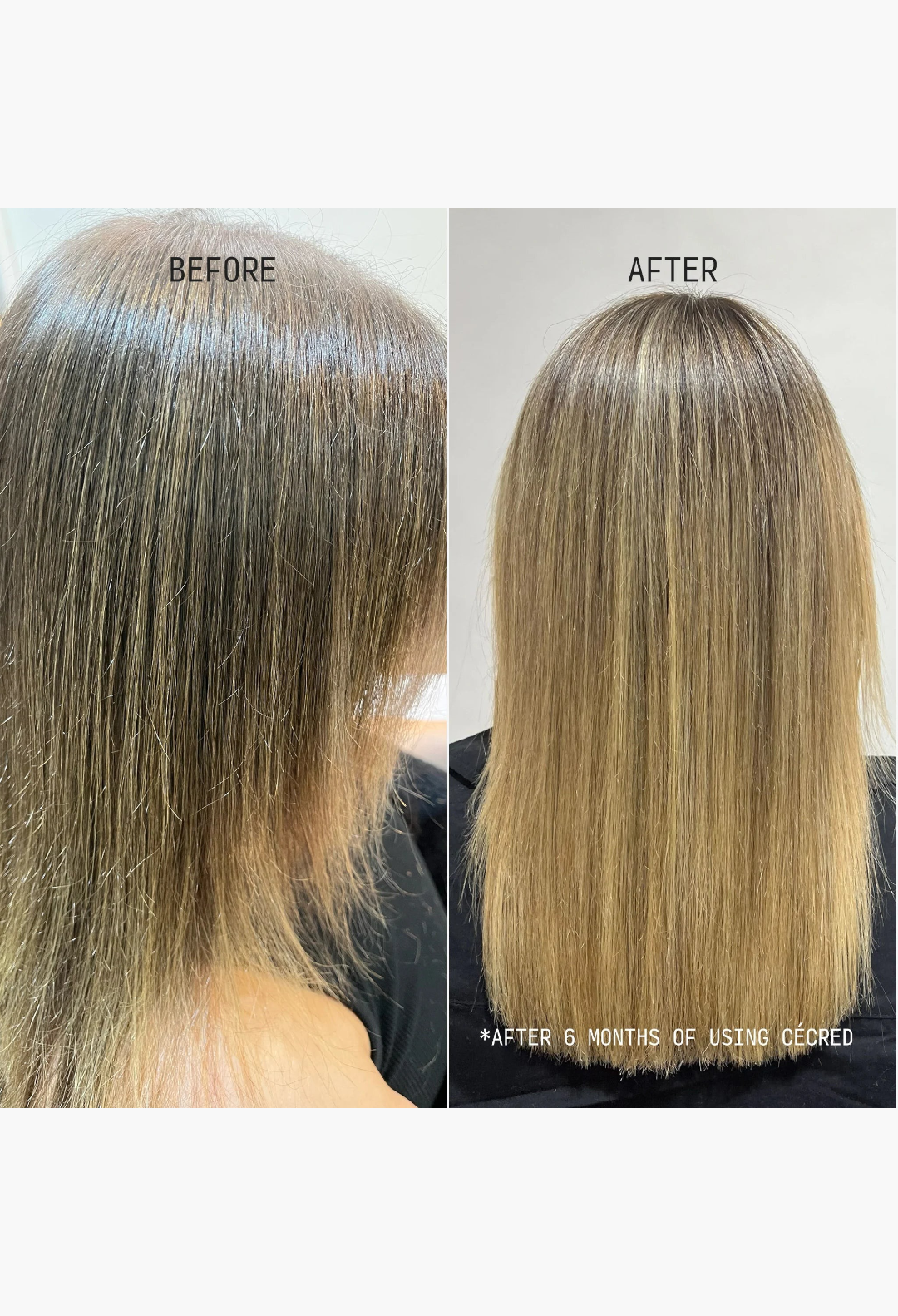 GLAM MODA before and after results of hair treated with Reconstructing Treatment Mask showing improved shine
