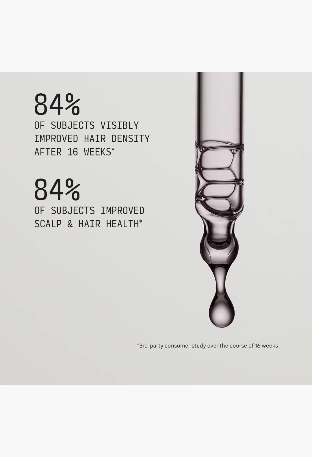 GLAM MODA Cécred Restoring Hair & Edge Drops serum in a clear glass dropper with a single drop of liquid hanging.