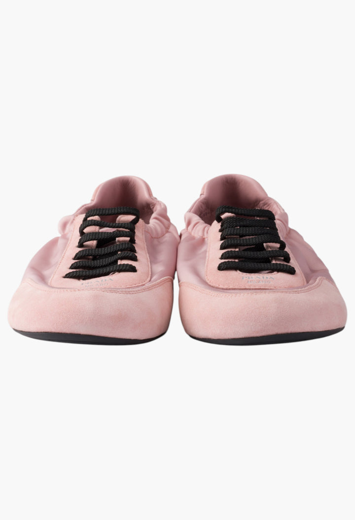 Peach - Collapse Re-Nylon And Suede Sneakers - GLAM MODA