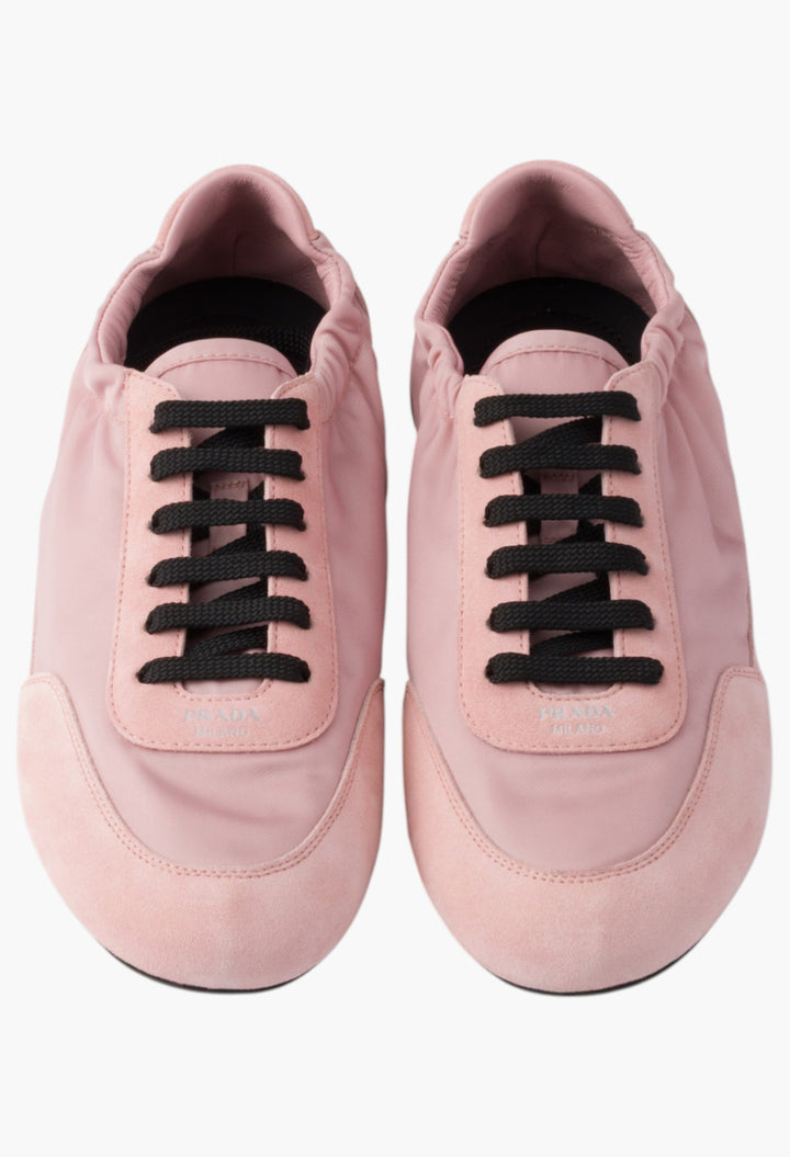 Peach - Collapse Re-Nylon And Suede Sneakers - GLAM MODA