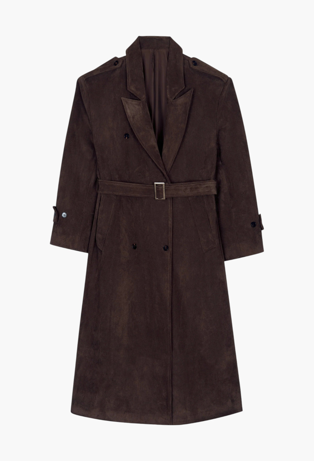 Pembroke Faux Suede Trench - Brown - GLAM MODA