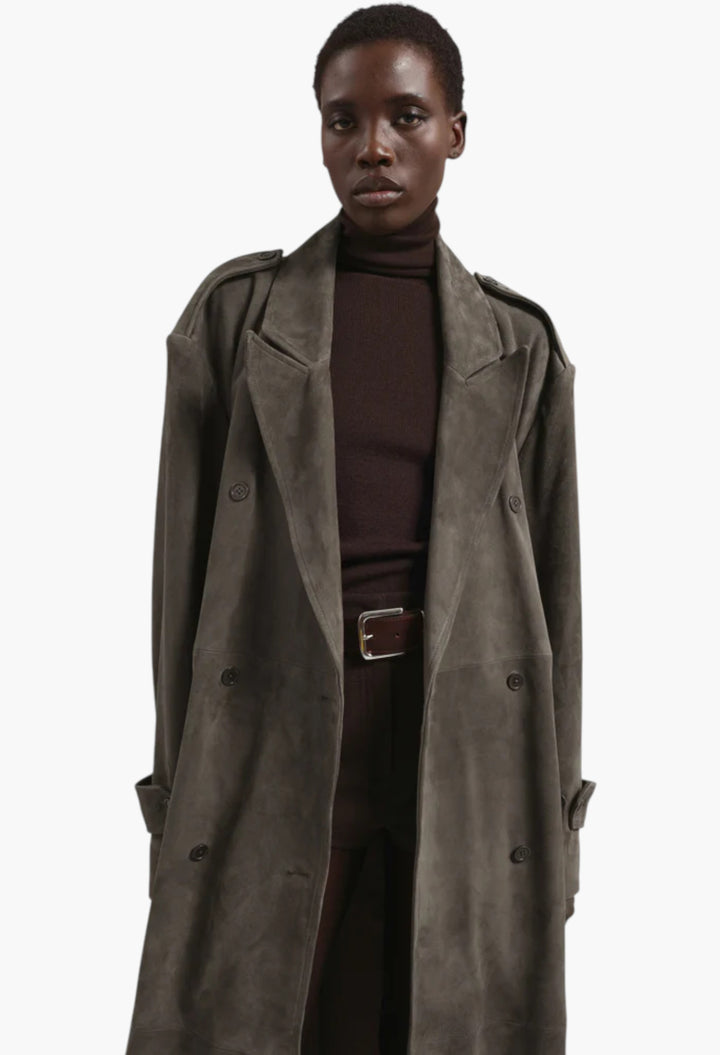 Pembroke Faux Suede Trench - GLAM MODA