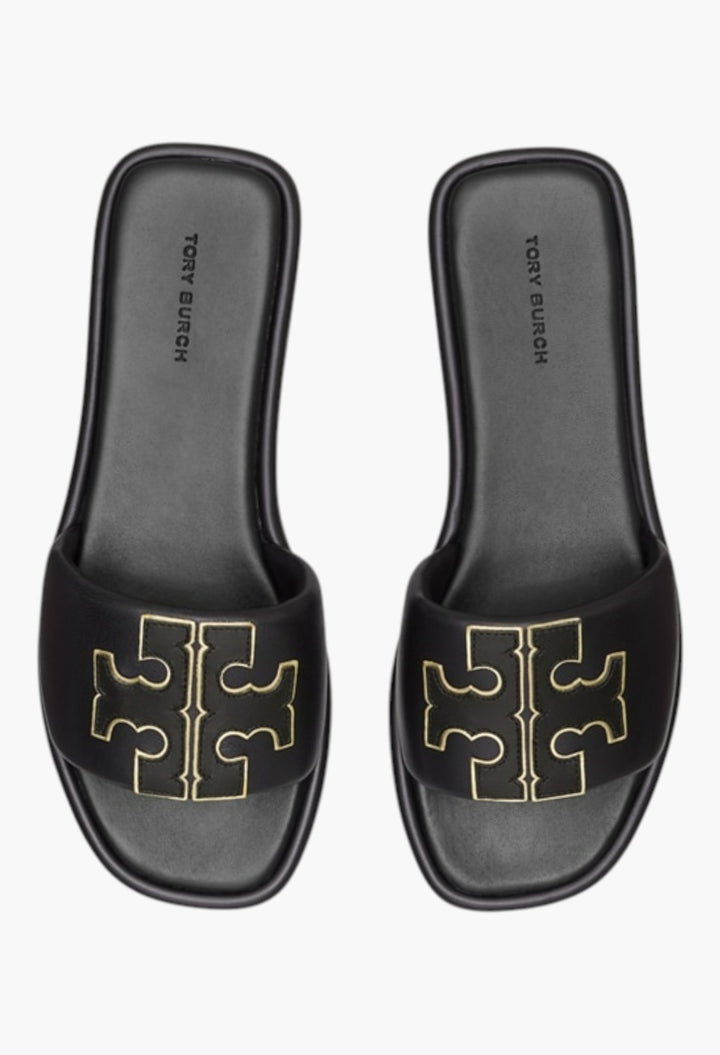 Perfect Black/Gold - Double T Sport Slide - GLAM MODA