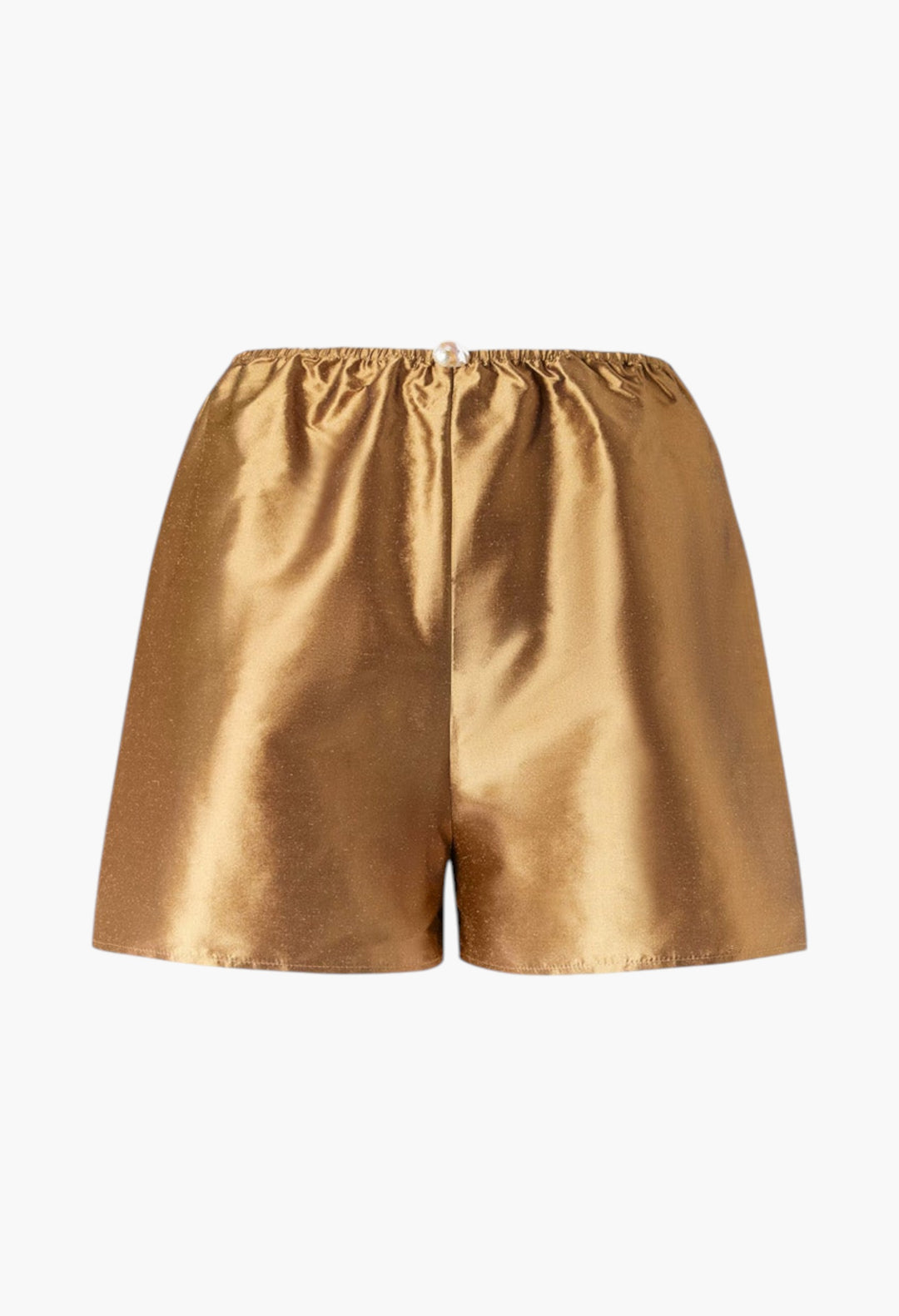 Playa Shorts With Pearl In Gold Silk Shantung - GLAM MODA