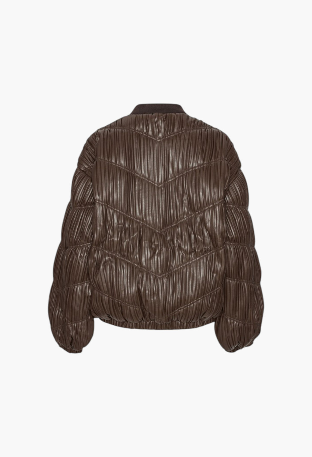 Pleated Bomber Jacket Dark Brown - GLAM MODA