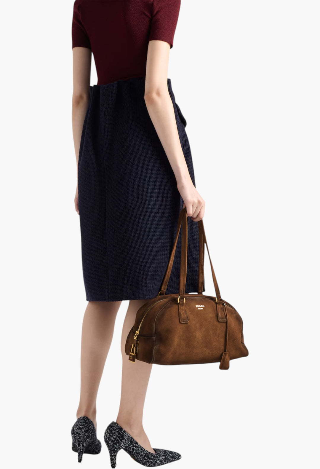 Prada Bowling Medium Suede Bag - GLAM MODA