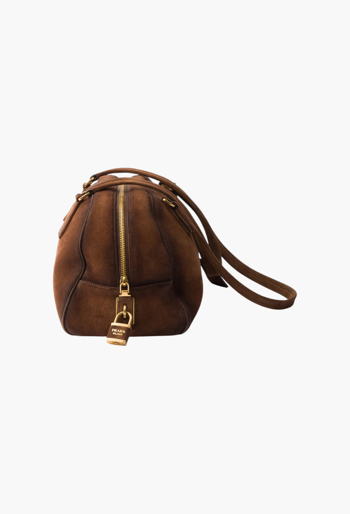 Prada Bowling Medium Suede Bag - GLAM MODA