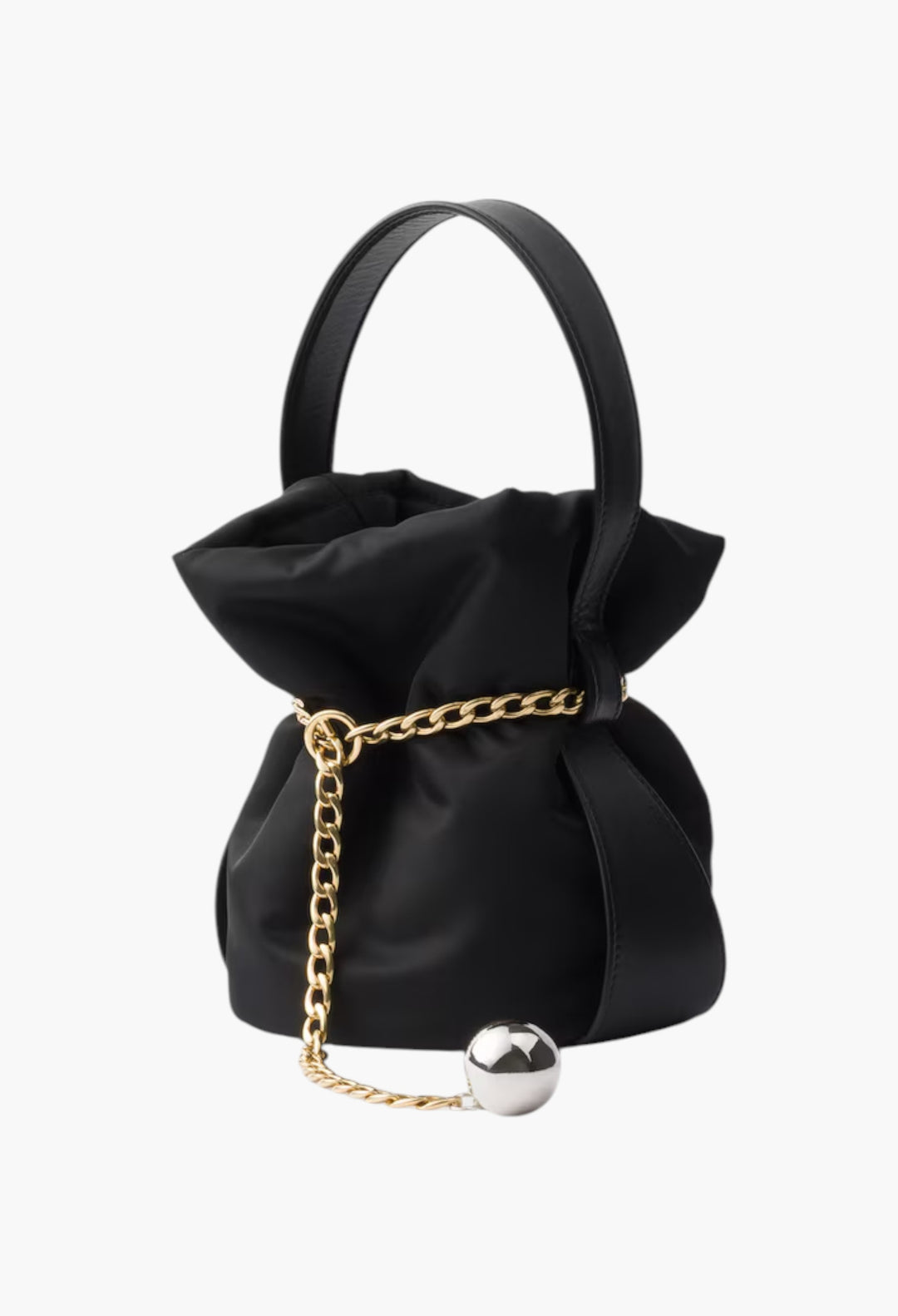 Prada Petit Sac Noir Mini Re-Nylon And Nappa Leather Bucket Bag - GLAM MODA