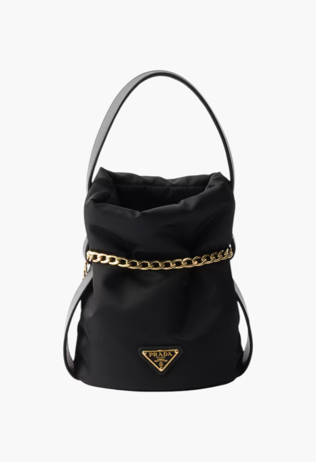 Prada Petit Sac Noir Mini Re-Nylon And Nappa Leather Bucket Bag - GLAM MODA