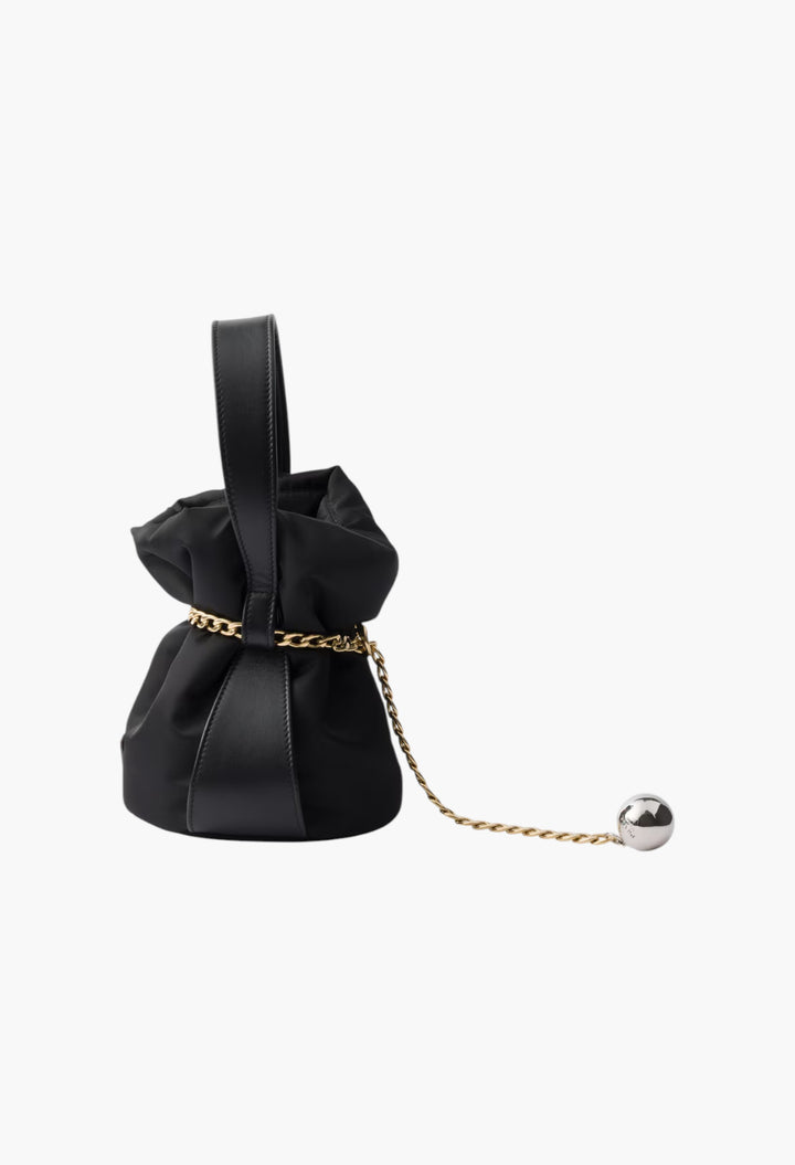 Prada Petit Sac Noir Mini Re-Nylon And Nappa Leather Bucket Bag - GLAM MODA