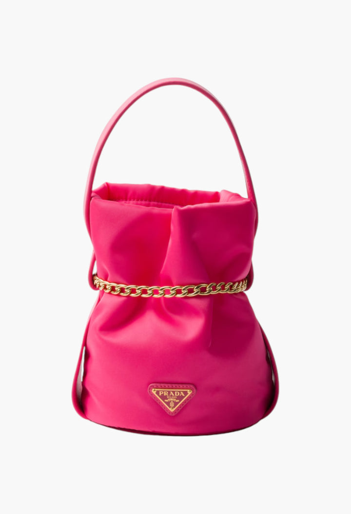 Prada Petit Sac Noir Mini Re-Nylon And Nappa Leather Bucket Bag - GLAM MODA