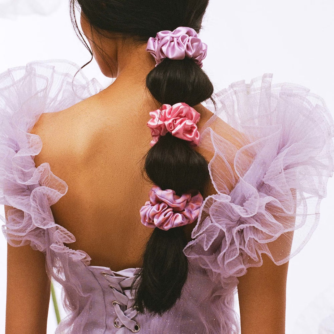 Pure Silk Large Scrunchies - Belleflower - GLAM MODA