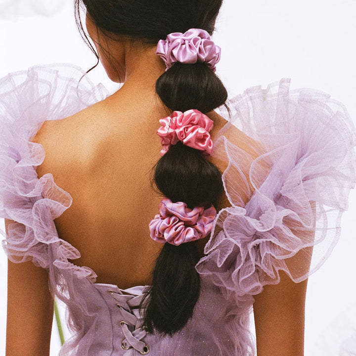 Pure Silk Large Scrunchies - Belleflower - GLAM MODA