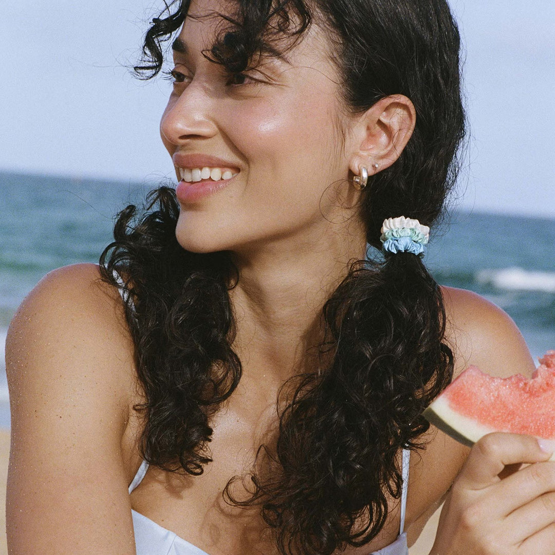 Pure Silk minnie scrunchies - sundown - GLAM MODA