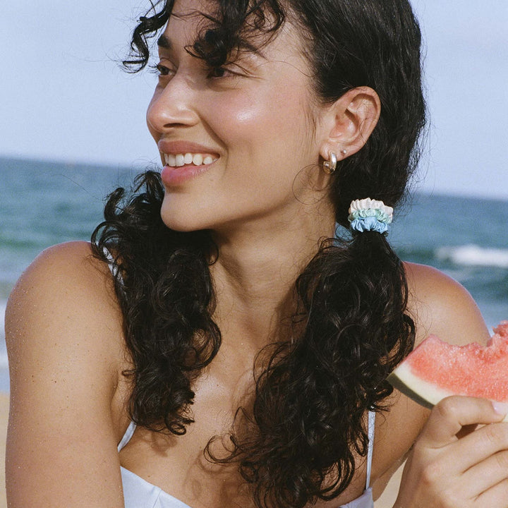 Pure Silk minnie scrunchies - sundown - GLAM MODA