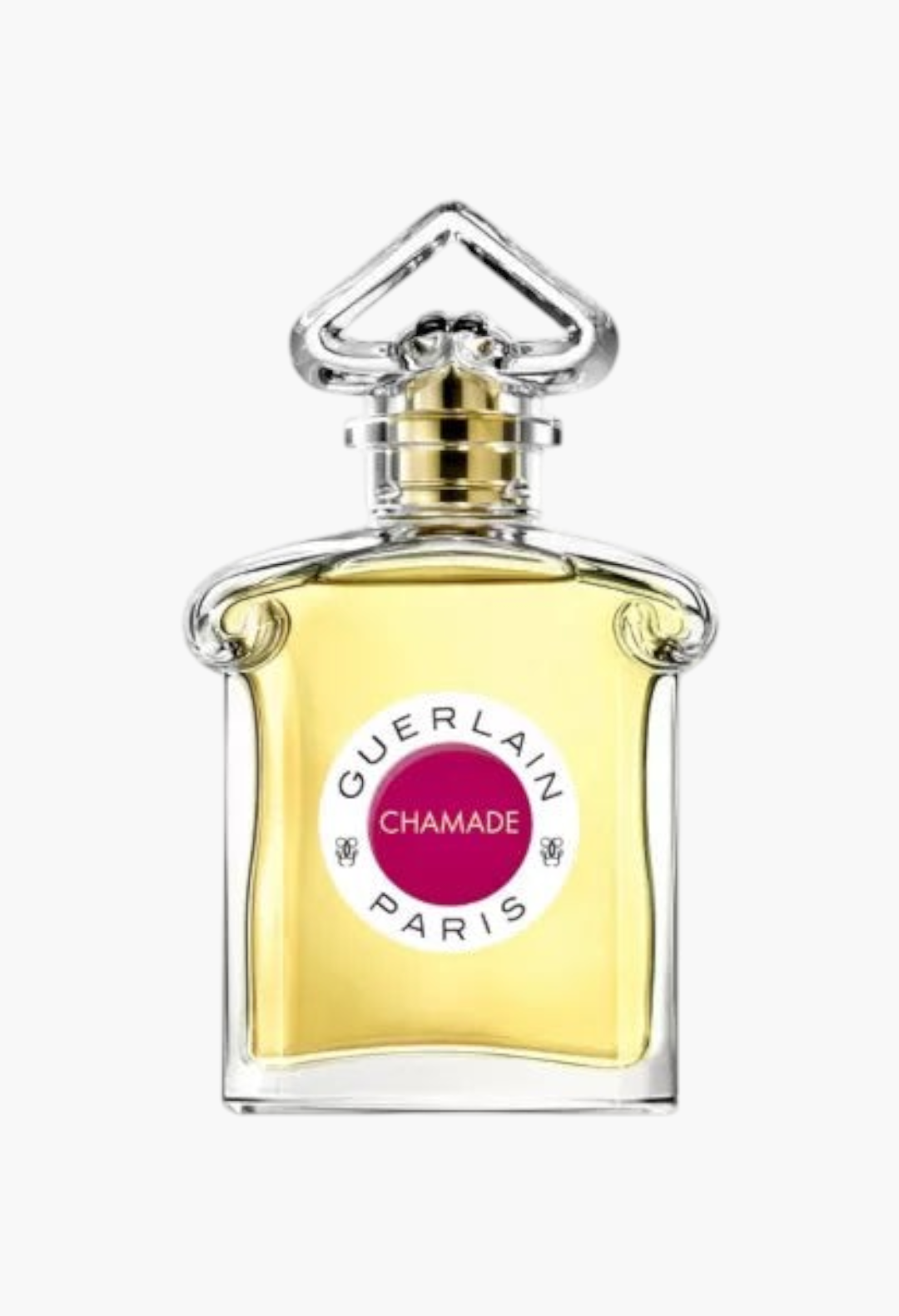 GLAM MODA Guerlain Chamade eau de toilette 75ml perfume bottle with a unique heart-shaped glass stopper
