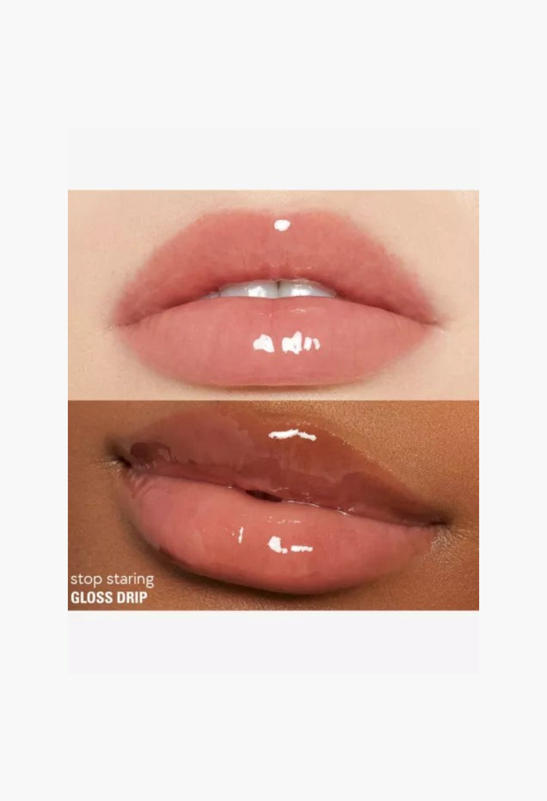 GLAM MODA Kylie Cosmetics Gloss Drip lipgloss applied to lips for a high-shine, juicy mirror finish.