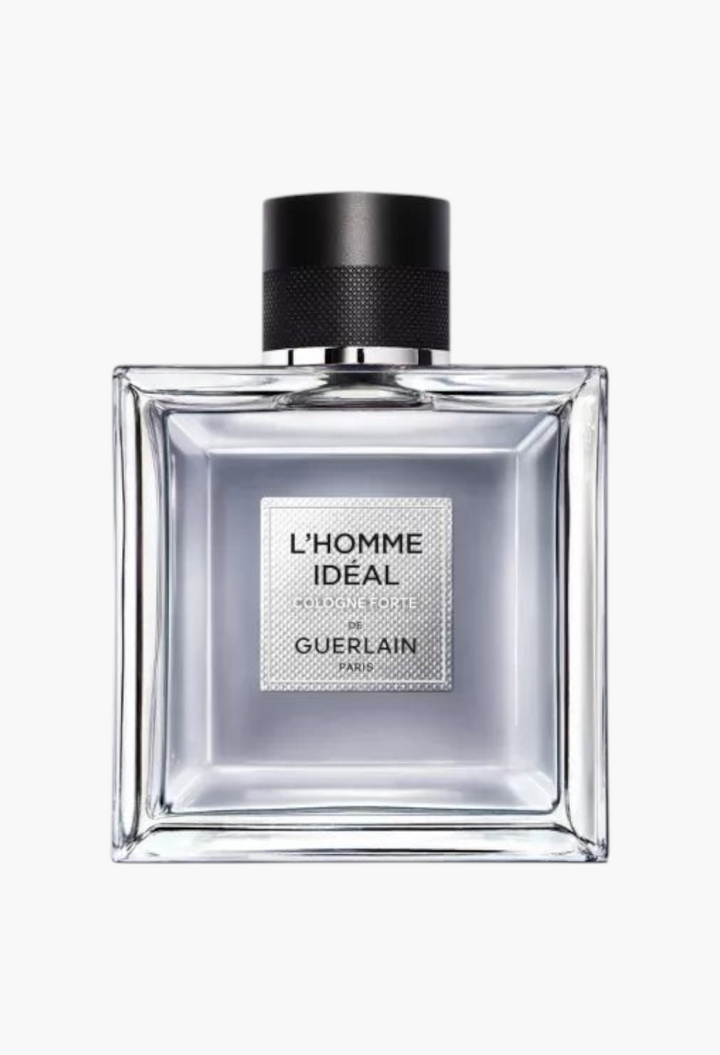 GLAM MODA L’Homme Idéal Cologne Forte Eau de Parfum in a clear square glass bottle with a textured black cap.
