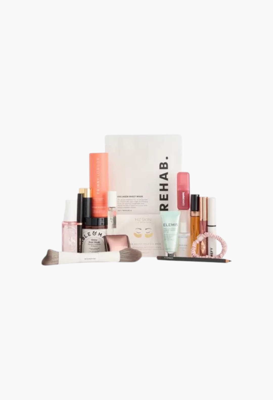 GLAM MODA Dream Bundle beauty gift set featuring skincare, makeup, and hair products in a branded presentation box.